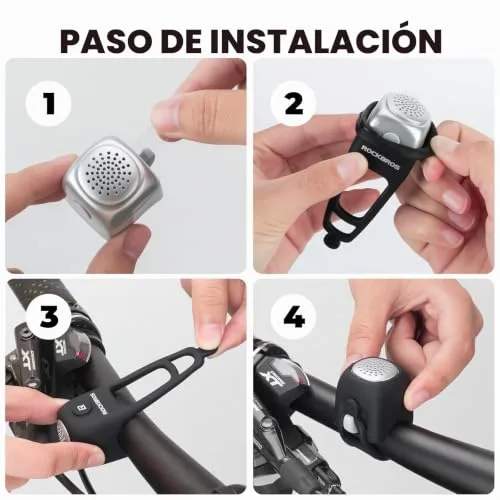 ROCKBROS ▫️ Campainha Eletrónica para Bicicleta Mini E-Bell Impermeável para Patinete e BTT, 3 Sons, Acessório para Ciclismo 5