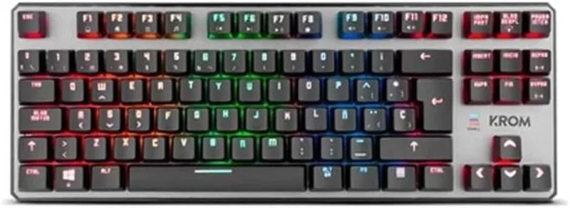 KROM ▫️ Kernel TKL - Teclado mecânico para jogos, sem teclado numérico, iluminação LED RGB, silencioso, layout inglês