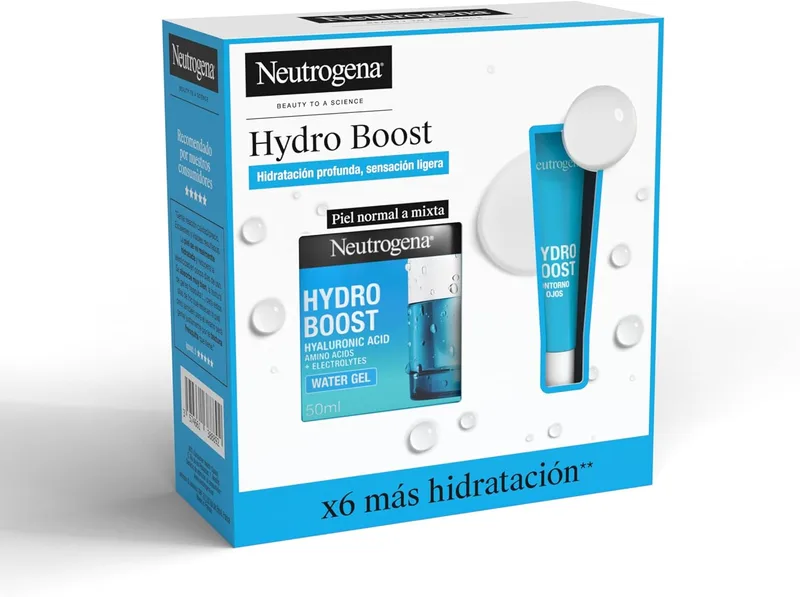 Neutrogena ▫️ Routine Hydro Boost, Gel de Água Facial Hidratante (50 ml) e Contorno de Olhos (15 ml), conjunto de oferta para 24 horas de hidratação intensa, com Ácido Hialurónico