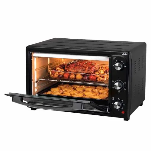 Jata ▫️ HN966 - Forno elétrico de mesa de 66 L com convecção e grelha, 2 200 W, 3 funções, termóstato regulável, temporizador de 60 minutos, luz interior, tabuleiro e grelha 2