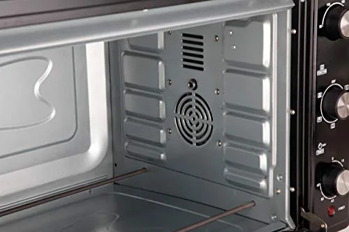 Jata ▫️ HN966 - Forno elétrico de mesa de 66 L com convecção e grelha, 2 200 W, 3 funções, termóstato regulável, temporizador de 60 minutos, luz interior, tabuleiro e grelha 4