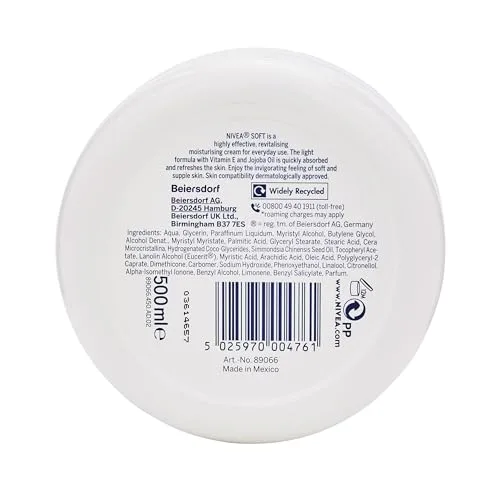 NIVEA ▫️ Soft (1 x 500 ml), creme multiusos com óleo de jojoba e vitamina E, creme hidratante intensivo para o cuidado da pele do rosto, corpo e mãos, sem parabenos 2