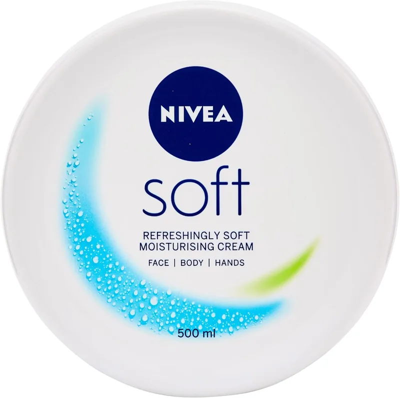 NIVEA ▫️ Soft (1 x 500 ml), creme multiusos com óleo de jojoba e vitamina E, creme hidratante intensivo para o cuidado da pele do rosto, corpo e mãos, sem parabenos