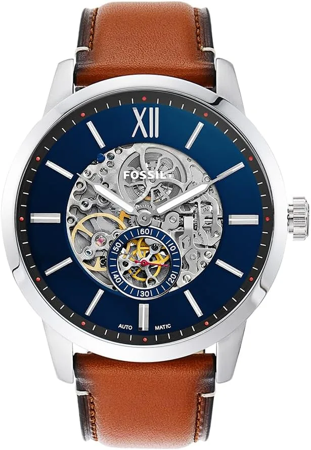 Relógio Fossil Townsman para homem, movimento automático de três ponteiros com bracelete em aço ou pele