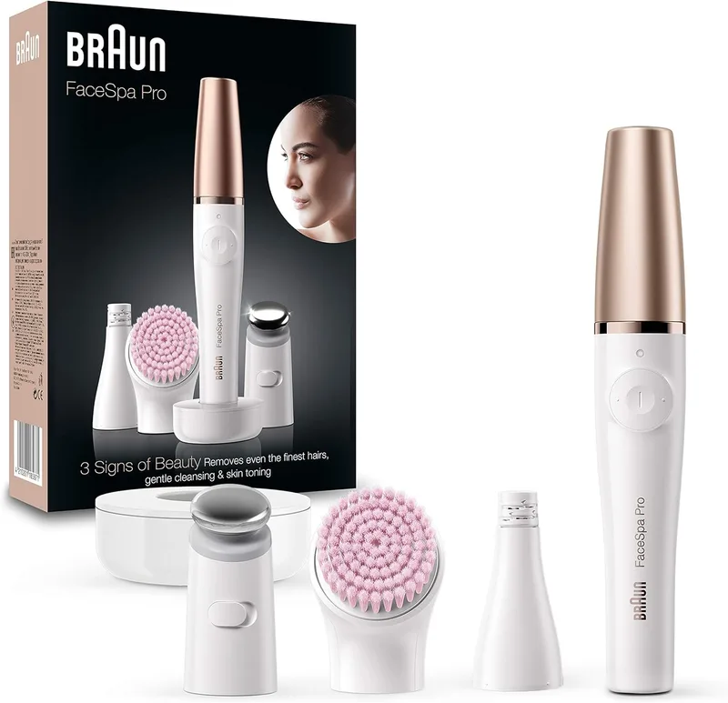 Braun ▫️ Depiladora facial multifuncional para mulher FaceSpa Pro 912 com escova de limpeza, remove os pêlos e limpa a pele, depiladora recarregável e à prova de água, conjunto de beleza com 3 acessórios