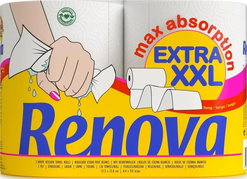 Renova ▫️ Rolos de Cozinha Maxi Absorption Extra XXL, 2=6 rolos XXL