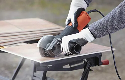 Black+Decker ▫️ Esmeril de 115 mm, 900 W, velocidade de 12 000 RPM, pega lateral com 3 posições, bloqueio do eixo, ajuste da proteção sem chave, proteção contra reinício, alumínio, BEG210 4