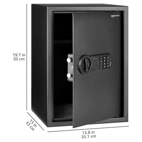 Amazon Basics ▫️ Cofre eletrónico de aço para uso doméstico, com fechadura de teclado digital programável, para joias, dinheiro e objetos de valor, 51 litros, 35 x 33 x 50 cm, preto 5