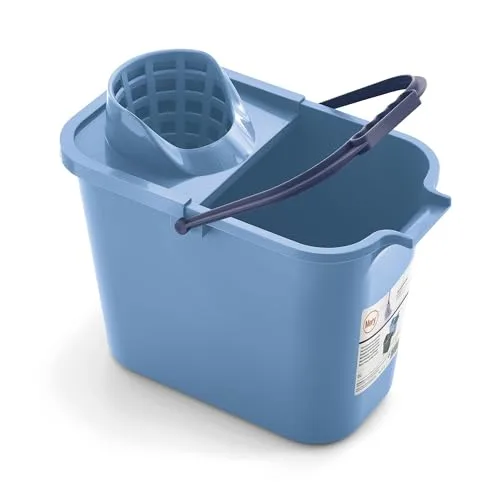 Mery ▫️ Balde retangular com escorredor | Balde para esfregona | Polipropileno | 12 L | Azul | Dimensões: 23 x 37 x 29 cm 2