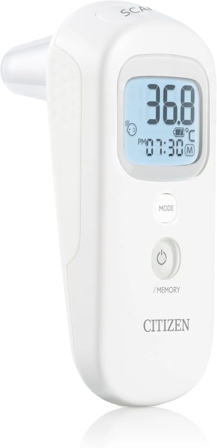 Citizen ▫️ Termómetro digital de testa e ouvido CTD711 para adultos, crianças e bebés. 4 modos. Medição muito rápida: apenas 1 segundo, Branco