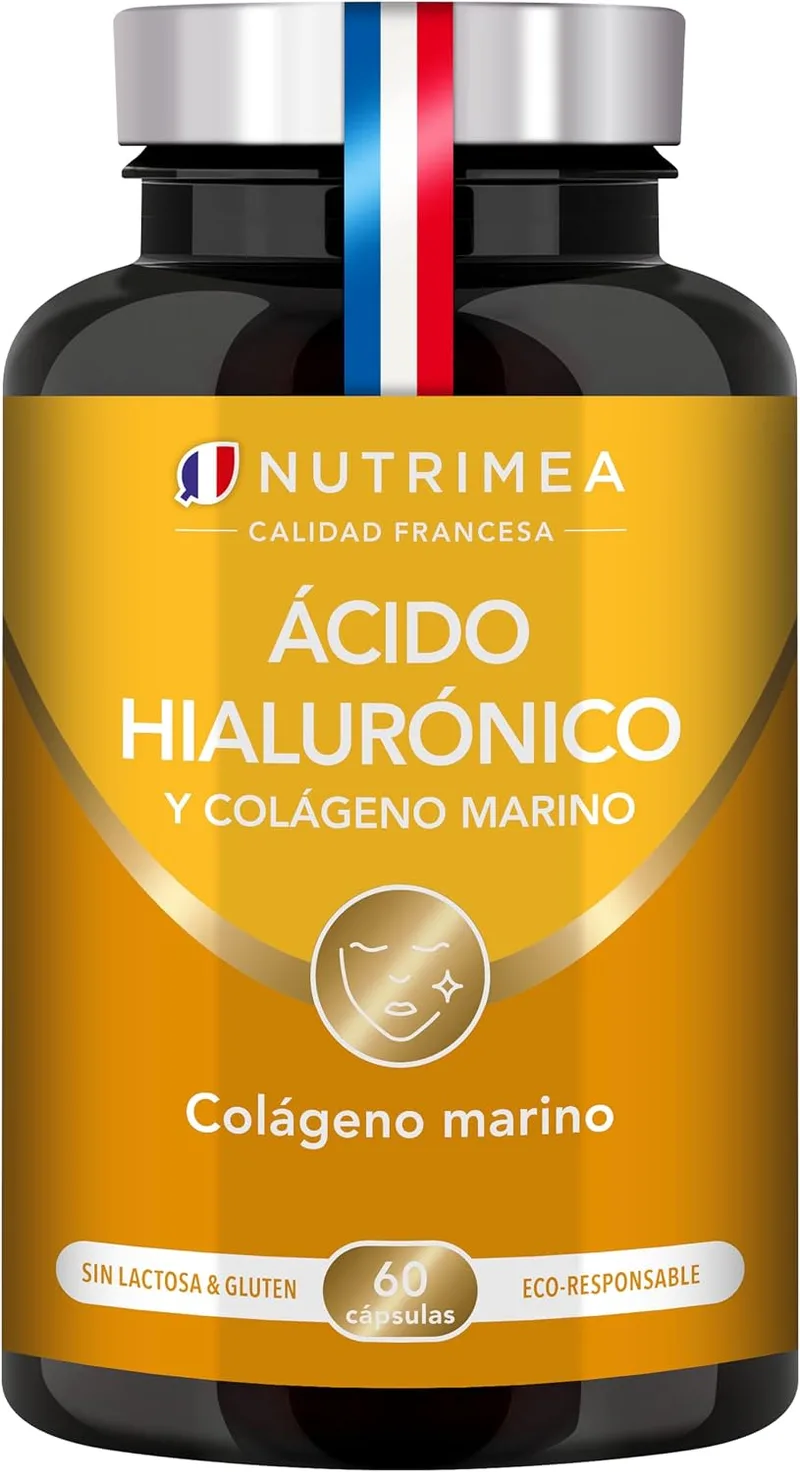 Laboratoires Nutrimea ▫️ Ácido hialurónico | Colagénio marinho | 100% puro | 60 cápsulas veganas | Rico em vitaminas A e C | Antienvelhecimento e antioxidante | Hidrata e ilumina a pele | Apoio às articulações | Nutrimea