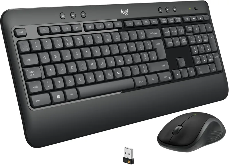 Logitech ▫️ MK540 Advanced Combo: Teclado e Rato Sem Fios para Windows, Recetor USB Unificador de 2,4 GHz, Botões Multimédia, Bateria com autonomia de 3 anos, PC, Portátil, QWERTY Espanhol - Preto