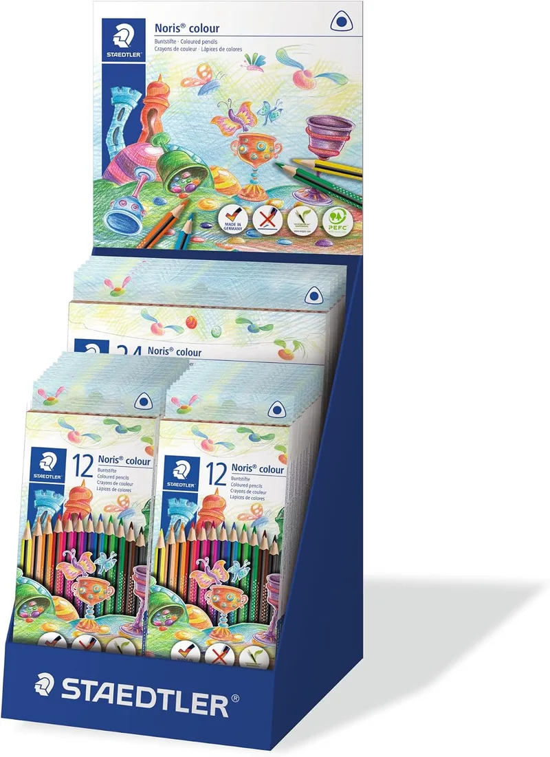 STAEDTLER ▫️ Noris 187 CA-1. Lápis ecológicos. Caixa com 25 estojos de lápis de cor.