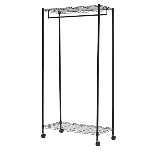 Amazon Basics ▫️ Cabideiro com prateleiras superior e inferior, Preto, 91 x 45,6 x 180,2 cm 3