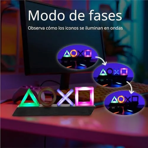 Paladone ▫️ Luz Iconos PlayStation - Candeeiro Oficial com 3 Modos, Decoração para Gamer que Reage ao Som 5