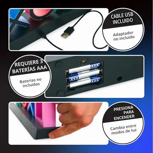 Paladone ▫️ Luz Iconos PlayStation - Candeeiro Oficial com 3 Modos, Decoração para Gamer que Reage ao Som 6