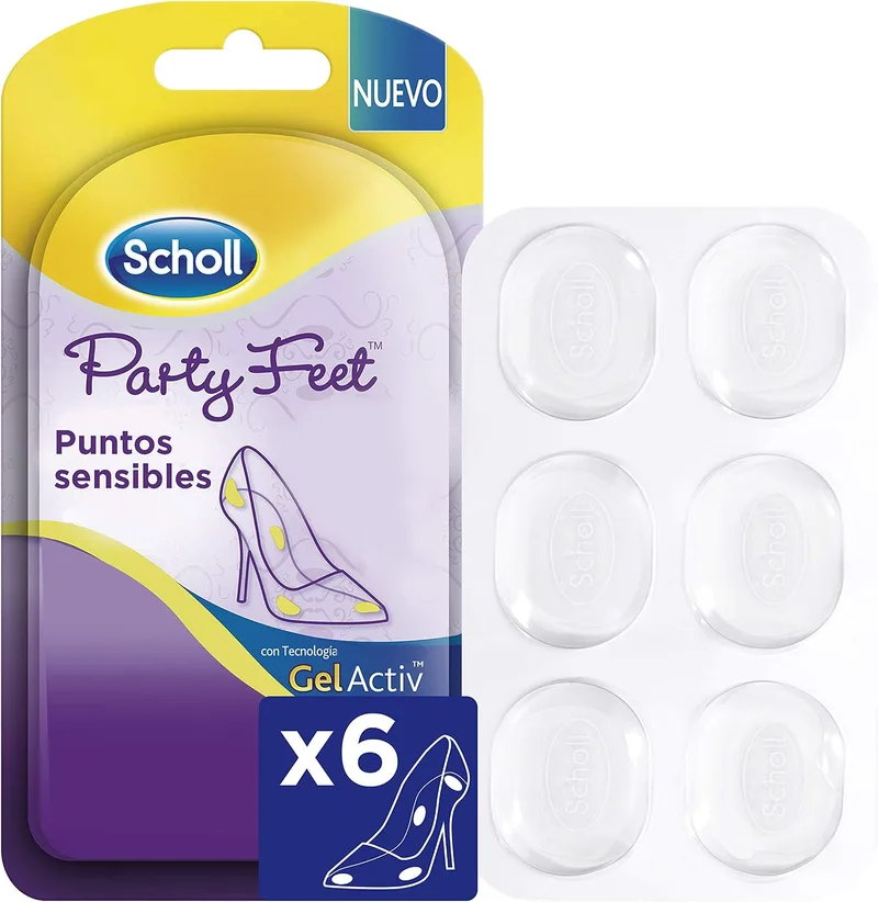 Dr. Scholl's ▫️ Party Feet, almofadas protetoras para pontos sensíveis com tecnologia Gel Activ, adaptáveis a todo o tipo de calçado, 6 almofadas, 6 unidades, 1