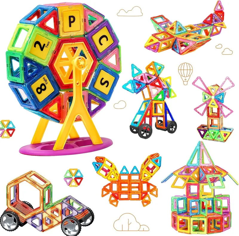 morkka ▫️ Blocos de construção magnéticos de 64 peças Jogos educativos para crianças, da Morcare Construction Building Sets (82 peças)