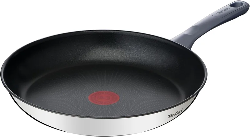 Tefal ▫️ Daily Cook - Frigideira de 30 cm, aço inoxidável | Frigideira de 30 cm, pega ergonómica, revestimento antiaderente, adequada para indução, Thermo-Signal, cozedura uniforme