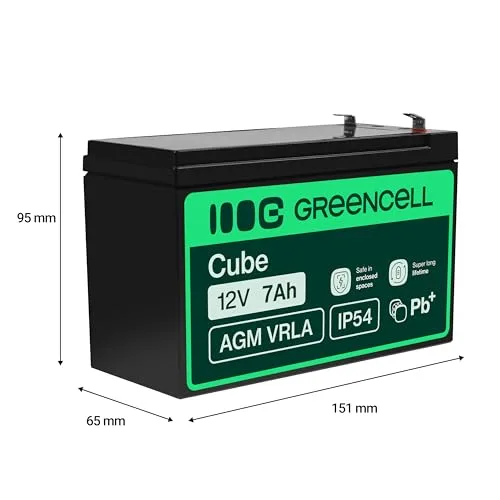 Green Cell ▫️ Bateria de chumbo AGM 12 V 7 Ah VRLA para caixas e balanças 2