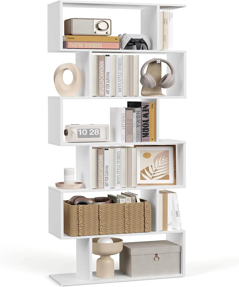 VASAGLE ▫️ Estante, Estante de 6 níveis, 24 x 70 x 191,6 cm, Estante, Armário para livros, Moderna, Divisórias, Sala de estar, Quarto, Escritório, Branco LBC61WT