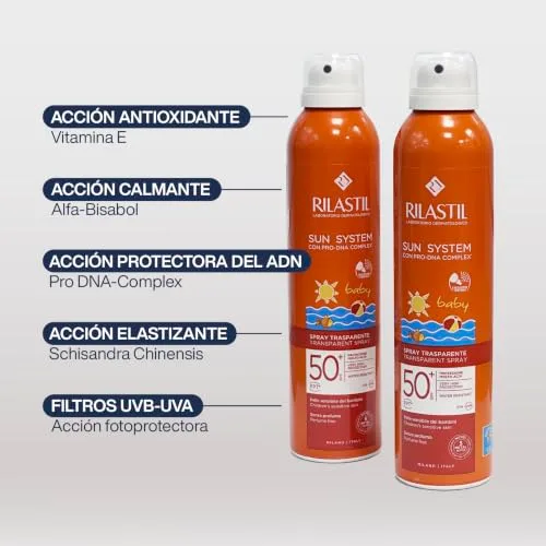 Rilastil ▫️ Sun System - Spray Fotoprotetor Wet-skin Baby Transparente, com FPS 50+, pulverização contínua e multi-posição 360°, dos 3 aos 4 anos - 200 ml 2