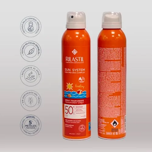 Rilastil ▫️ Sun System - Spray Fotoprotetor Wet-skin Baby Transparente, com FPS 50+, pulverização contínua e multi-posição 360°, dos 3 aos 4 anos - 200 ml 3