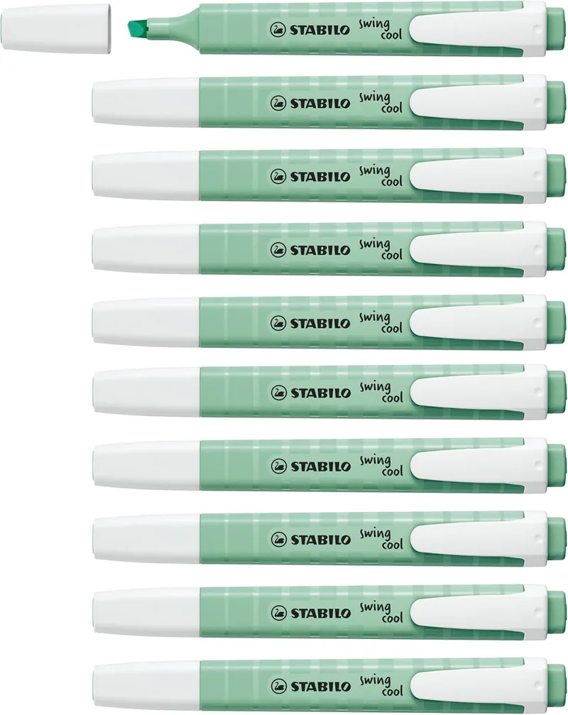 STABILO ▫️ Marcador - swing cool Pastel - Embalagem de 10 - ponta de menta