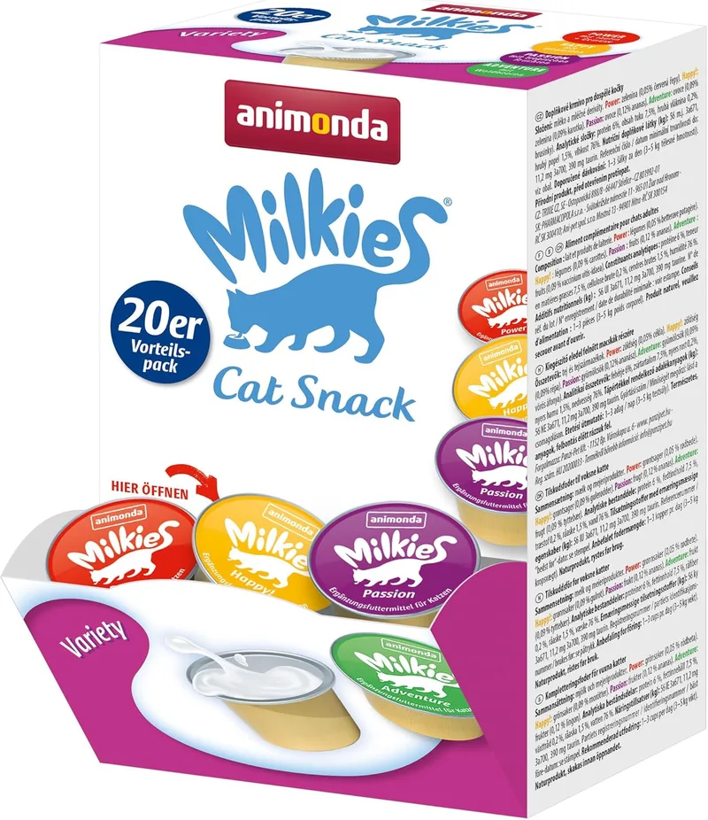 animonda Milkies ▫️ Power, leite de gato doseado, Variety, 4 x 20 x 15 g cápsulas