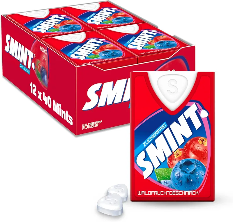 Smint ▫️ Tabs Frutas Silvestres, Pastilhas sem açúcar, Embalagem de 12 unidades