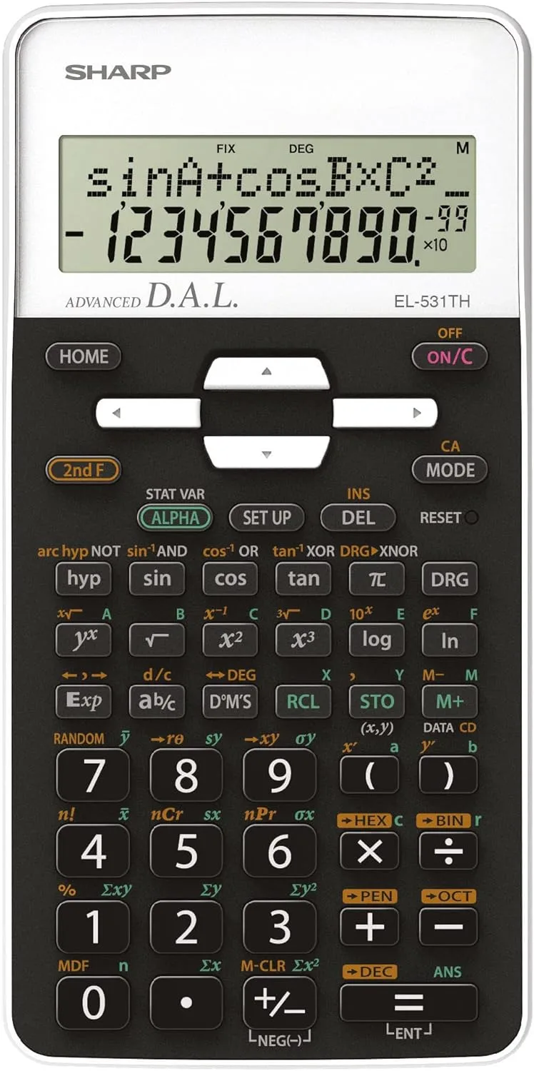Sharp ▫️ EL531TH - Calculadora (de bolso, calculadora científica, 10 dígitos, 2 linhas, pilha, preto, branco)