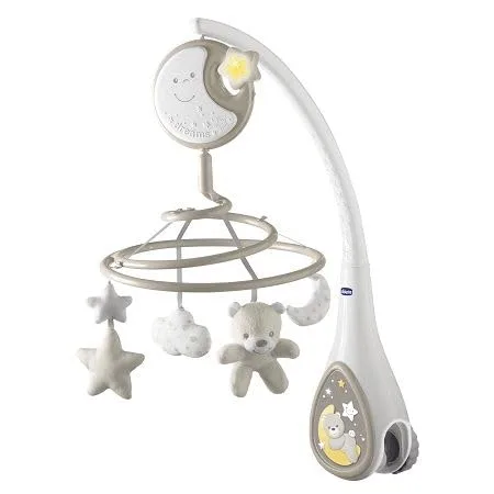 Chicco ▫️ Next2Dreams Móbil Carrossel para Bebé - 3 em 1, compatível com o berço Next2Me ou mini-berços para dormir junto dos pais/viagem, efeitos sonoros, projetor de luz noturna e música clássica, a partir dos 0 meses, cinzento 2