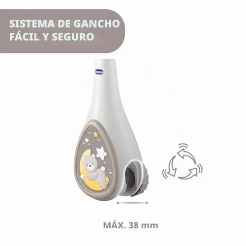 Chicco ▫️ Next2Dreams Móbil Carrossel para Bebé - 3 em 1, compatível com o berço Next2Me ou mini-berços para dormir junto dos pais/viagem, efeitos sonoros, projetor de luz noturna e música clássica, a partir dos 0 meses, cinzento 3