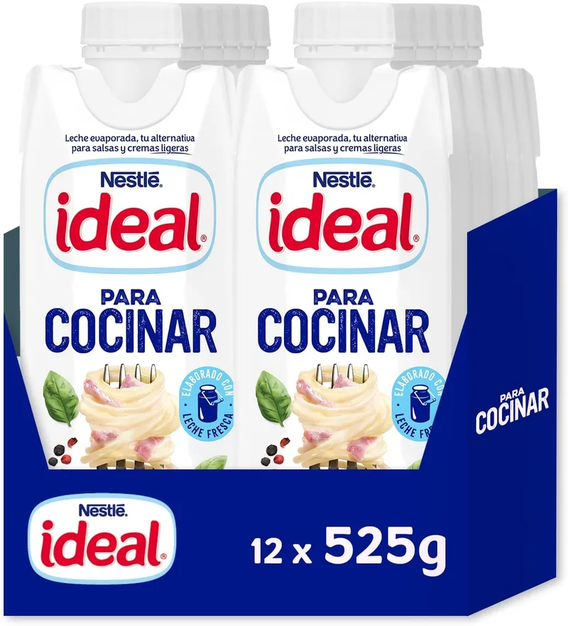 Nestlé ▫️ Ideal - Leite evaporado semidesnatado - Caixa de leite evaporado 12 x 500 ml (525 g)