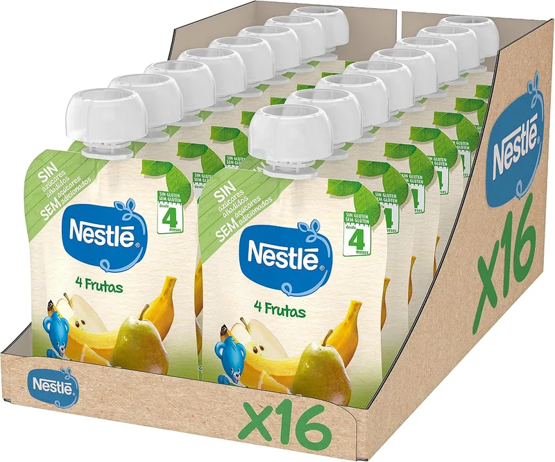 Nestlé Papillas ▫️ Nestlé Puré de Fruta 4 Frutas 16x90 g