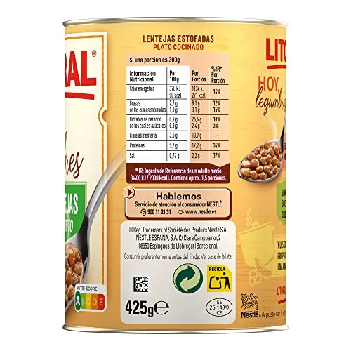 Litoral ▫️ Hoy Legumes Lentilhas com refogado - Prato Pront-a-comer sem glúten - Embalagem de 15 x 425 g - Total: 6,375 kg 2