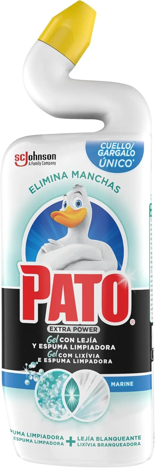 PATO ▫️ Extra Power Marine Toilet Duck, Limpeza Total e Imediata da Sanita, com Lixívia Branqueadora e Espuma de Limpeza, 1 Gel 750 ml