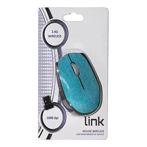 LINK ▫️ LKMOS08 - Rato sem fios em tecido, cor azul, com recetor USB de 1000 DPI 3