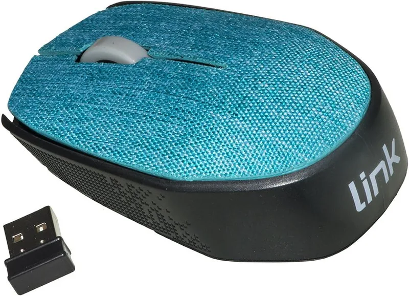 LINK ▫️ LKMOS08 - Rato sem fios em tecido, cor azul, com recetor USB de 1000 DPI