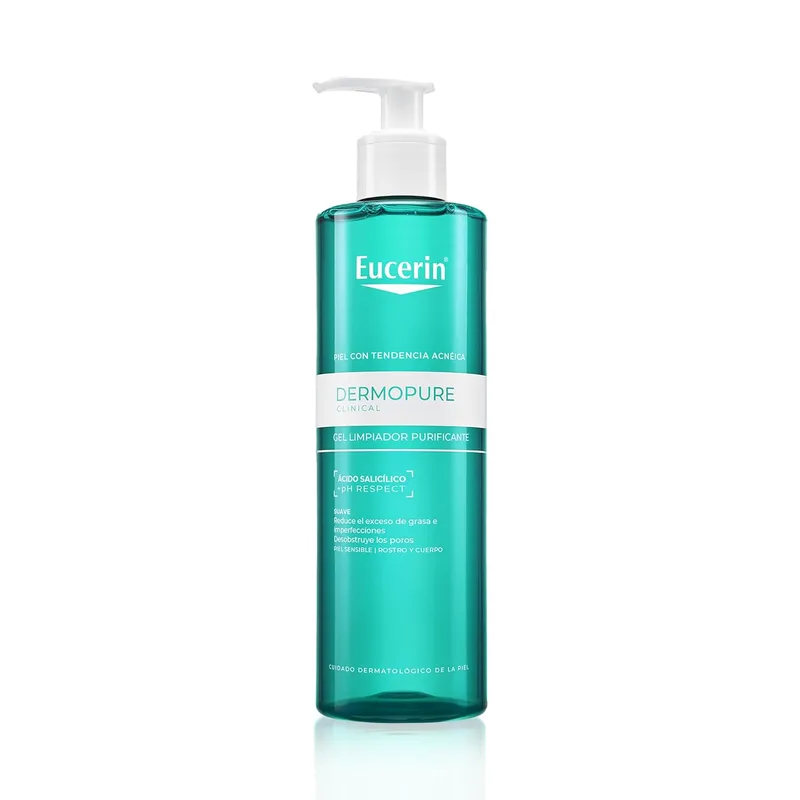 Eucerin ▫️ DermoPure Clinical Gel de Limpeza Purificante (200 ml), gel de limpeza com ácido salicílico para peles com tendência acneica e sensíveis, gel de limpeza facial e corporal para peles oleosas