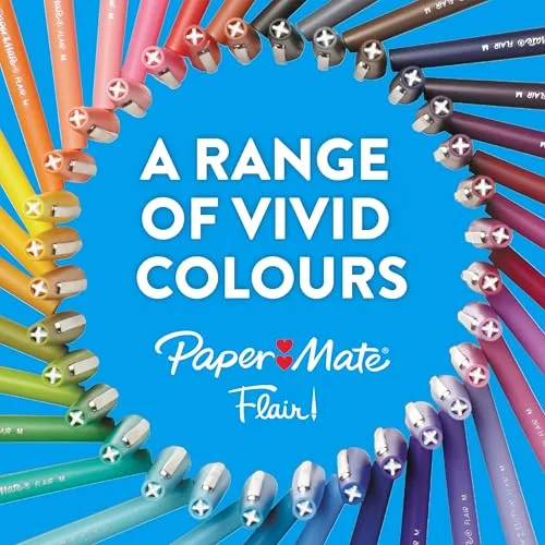 Paper Mate ▫️ Marcador Flair, ponta média de 1,1 mm, cores «Tropical», embalagem de 6 4