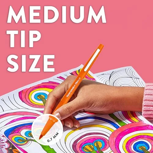 Paper Mate ▫️ Marcador Flair, ponta média de 1,1 mm, cores «Tropical», embalagem de 6 7