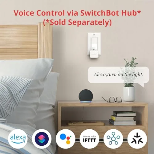 SwitchBot ▫️ Smart Switch Button Pusher - Aplicação Bluetooth ou controlo por temporizador, fácil de utilizar com 3 modos, requer Hub para ser compatível com a Alexa, o Google Assistant, a Siri e o IFTTT (Branco) 5