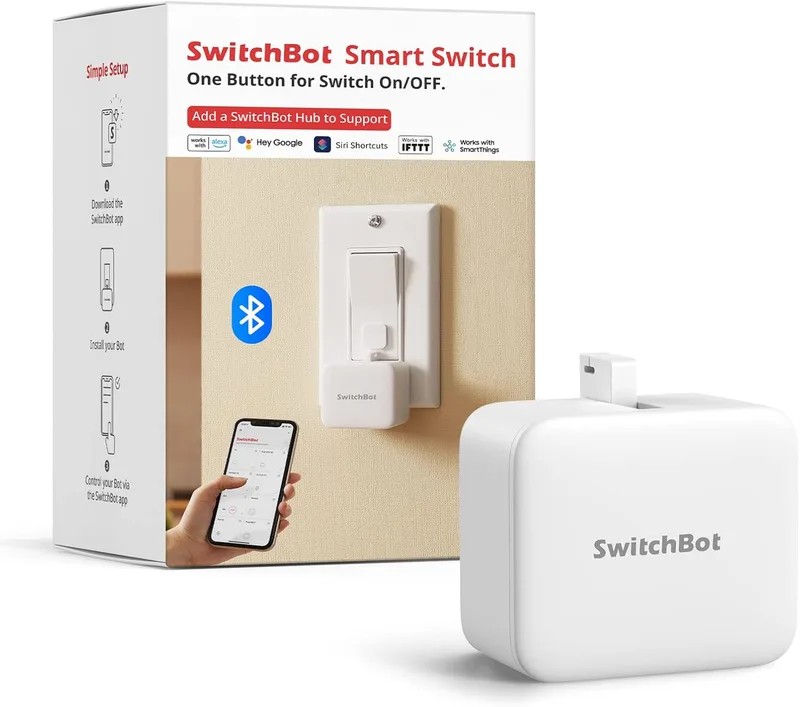 SwitchBot ▫️ Smart Switch Button Pusher - Aplicativo Bluetooth ou controle de temporizador, fácil de usar com 3 modos, precisa Hub para compatibilidade com Alexa, Google Assistant, Siri, IFTTT (branco)