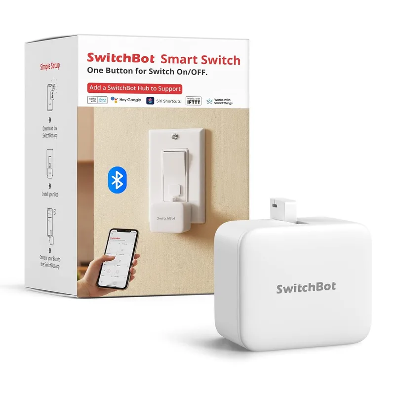 SwitchBot ▫️ Smart Switch Button Pusher - Aplicação Bluetooth ou controlo por temporizador, fácil de utilizar com 3 modos, requer Hub para ser compatível com a Alexa, o Google Assistant, a Siri e o IFTTT (Branco)