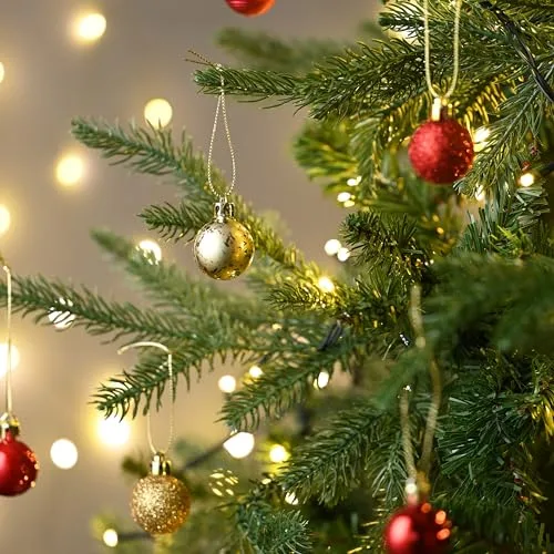 Valery Madelyn ▫️ 49 peças de bolas de Natal de 3 cm, enfeites de Natal para a árvore, decoração com bolas de Natal de plástico inquebrável em vermelho e dourado, presentes de enfeites de Natal (luxo) 4