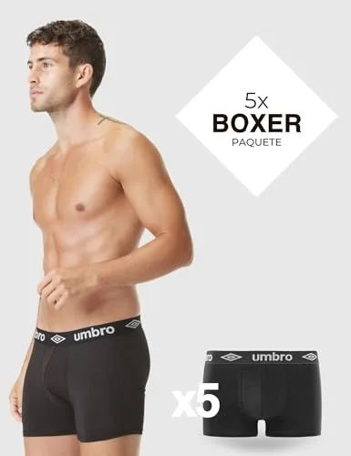Umbro ▫️ Cuecas Boxer para Homem 100% Algodão, Roupa Interior para Homem, Sustentável, Natural (Conjunto de 5) 3