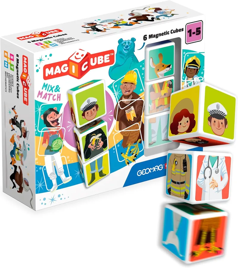 Geomag ▫️ Magicube Brinquedos de construção para combinar e misturar, multicolorido, 6 peças, 123