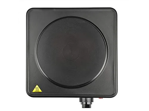 Girmi ▫️ PE26 Fogão elétrico, 1500 W, 5 níveis de temperatura, placa de ferro fundido, luz de funcionamento, preto 3