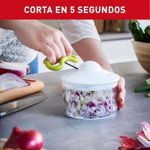 Tefal ▫️ 5 Segundos - Picador Manual 500 ml | 2 lâminas independentes, picado grosso, médio e fino, base antiderrapante, sem eletricidade, rápido e seguro, legumes, cebola, frutos secos 3
